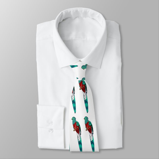 Resplendent quetzal bird cartoon illustration  neck tie (Tied)