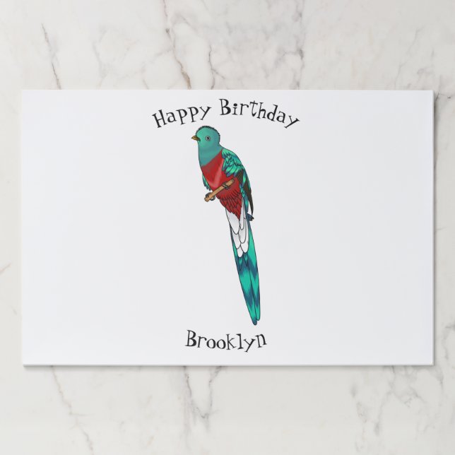 Resplendent quetzal bird cartoon illustration paper pad (Front)