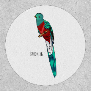 Resplendent quetzal bird cartoon illustration patch