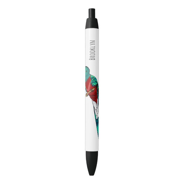 Resplendent quetzal bird cartoon illustration pen (Front Vertical)