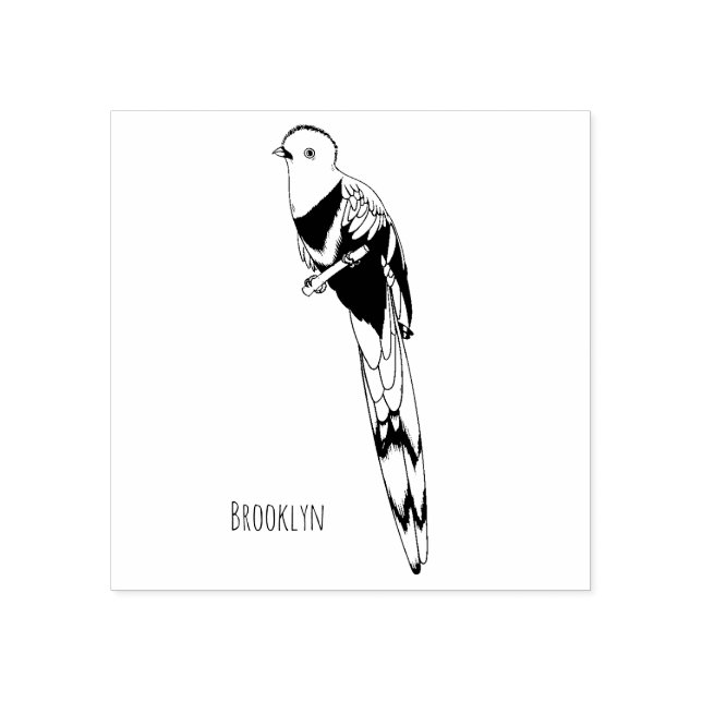 Resplendent quetzal bird cartoon illustration  rubber stamp (Imprint)