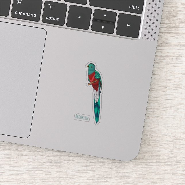 Resplendent quetzal bird cartoon illustration  sticker (Detail)