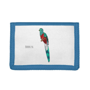 Resplendent quetzal bird cartoon illustration  tri-fold wallet