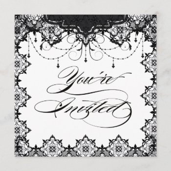 Resplendent Romance Lace B&w Invitation by TheInspiredEdge at Zazzle