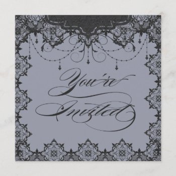 Resplendent Romance Lace Grey Invitation by TheInspiredEdge at Zazzle