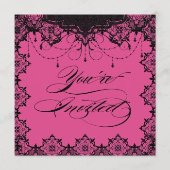 Resplendent Romance Lace Pink Invitation by TheInspiredEdge at Zazzle