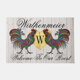 Resplendent Rooster Roost Welcome Door Mat