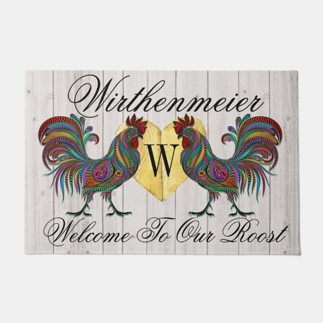 Resplendent Rooster Roost Welcome Door Mat (Front)