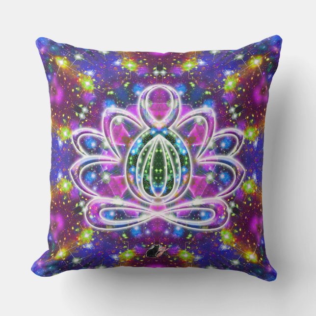 Resplendent Zen Lotus Throw Pillow (Front)