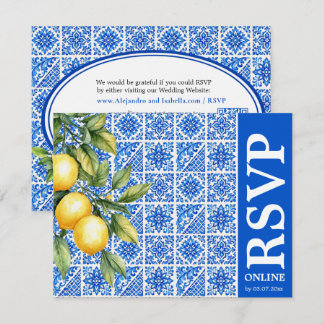 💙🍋Respond online Azul & Limone Romance RSVP Card