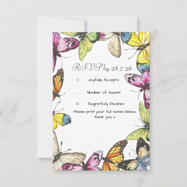 Response Card Butterfly Wedding  (Front)