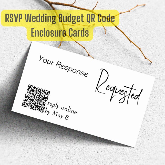Response Requested RSVP Wedding Budget QR Code Business Card (Creator Uploaded)