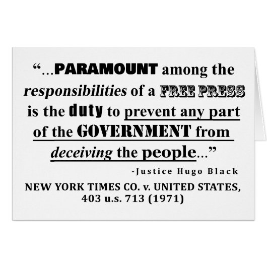 Responsibilities of a FREE PRESS Case Law Cards (Front Horizontal)