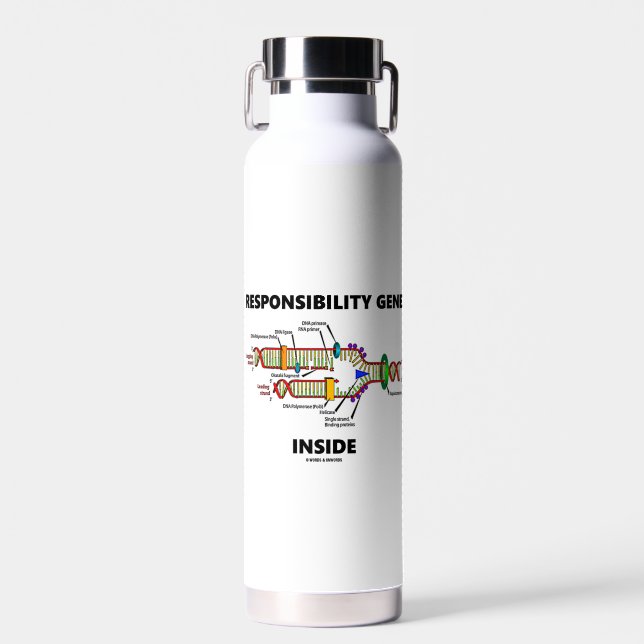 Responsibility Gene Inside DNA Genetics Humor Water Bottle (Front)