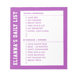 Responsibility Getting Ready AM PM Checklist Kid's Notepad