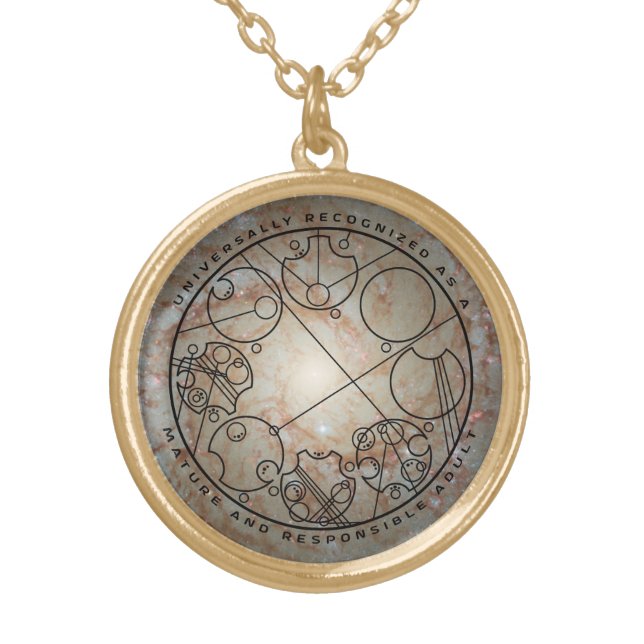Responsible Adult - Circular Gallifreyan Gold Plated Necklace (Front)