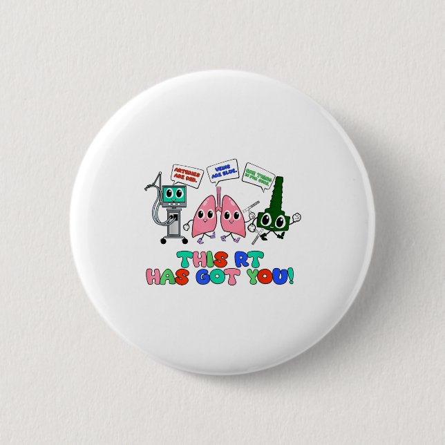 Resratory Therast Valentine’s Day Design Lung Squa Button (Front)