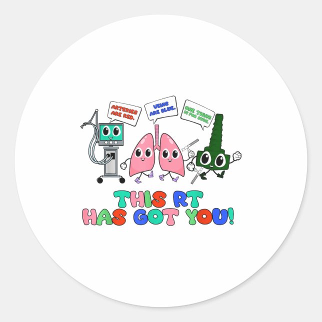 Resratory Therast Valentine’s Day Design Lung Squa Classic Round Sticker (Front)