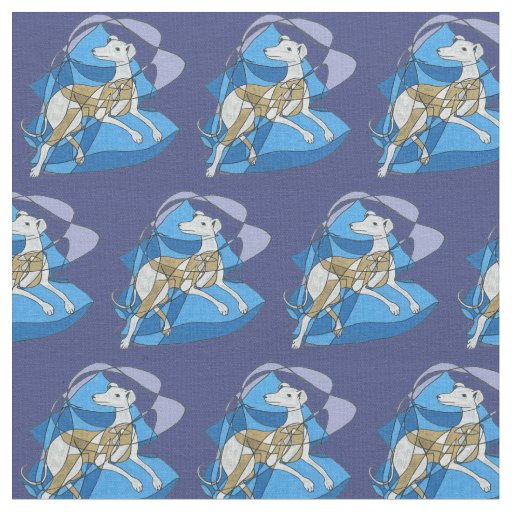 "Rest and Relaxation", Deco Italian Greyhound Blue Fabric