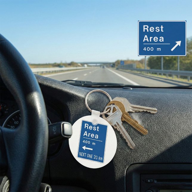 Rest Area 400m Left Road Sign Keychain (Creator Uploaded)