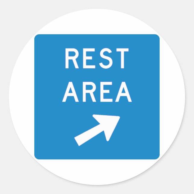 Rest Area Highway Sign Classic Round Sticker (Front)
