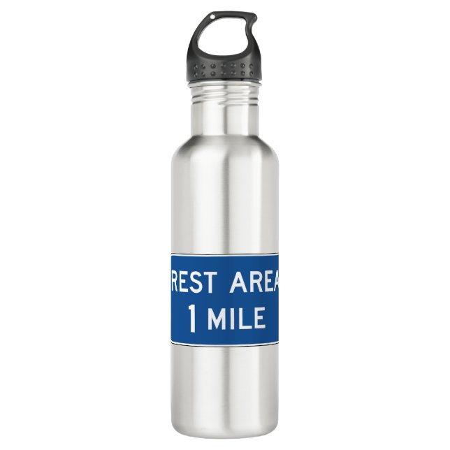 Rest Area Road Sign Stainless Steel Water Bottle (Front)