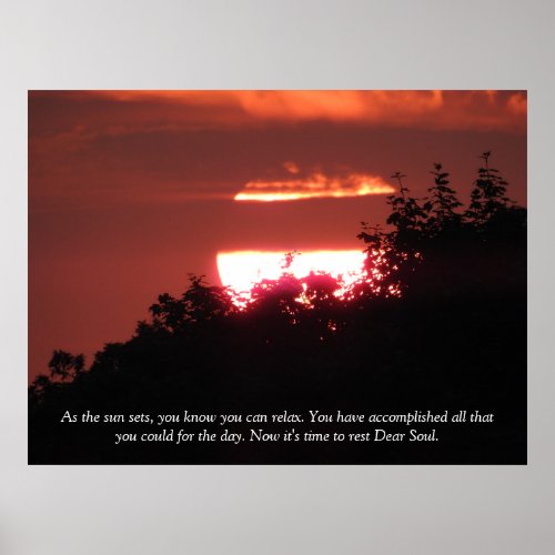 Rest Dear Soul Pink Sunset Quote  Poster