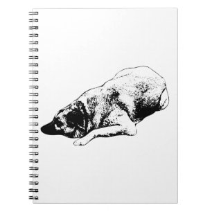 Rest Dog Linework Encourages Tranquil Writing Notebook