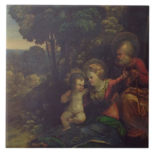 Rest During the Flight into Egypt c1510_12 oil Ceramic Tile