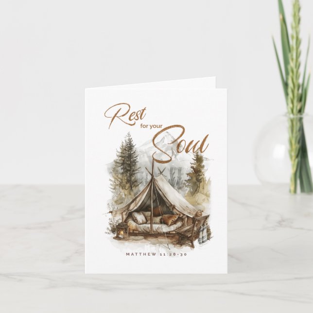 Rest For Your Soul Christian Boho Blank Card (Front)