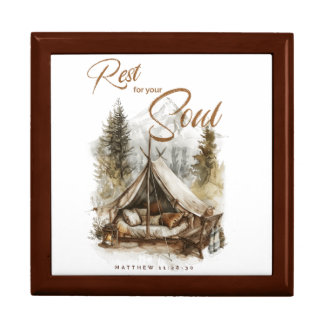 Rest For Your Soul Christian Boho Trinket Box