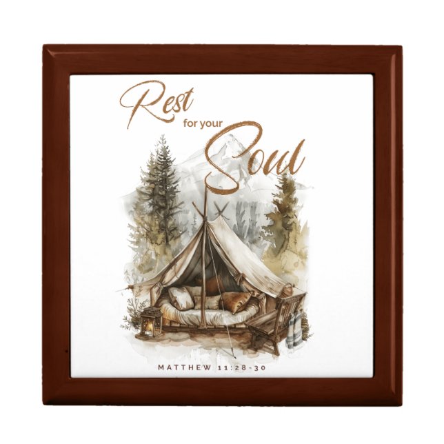 Rest For Your Soul Christian Boho Trinket Box (Front)