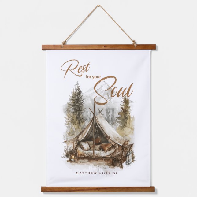 Rest For Your Soul Christian Boho Wall Tapestry (Front)