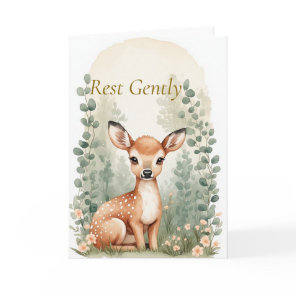 Rest Gently Watercolor Fawn Encouragement Card