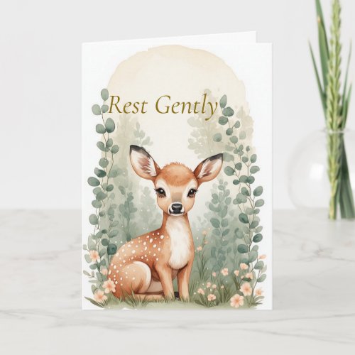 Rest Gently Watercolor Fawn Encouragement Card