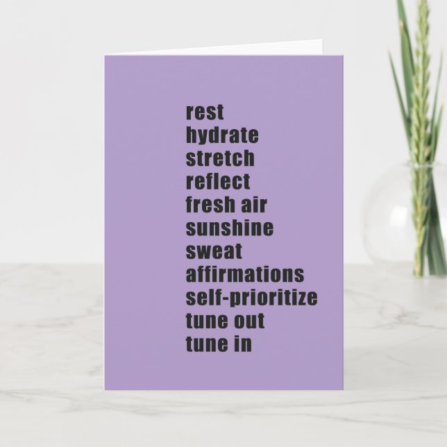 Rest Hydrate Stretch Reflect Sunshine Sweat Letterpress Thank You Card (Front)