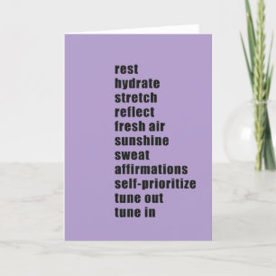 Rest Hydrate Stretch Reflect Sunshine Sweat Letterpress Thank You Card