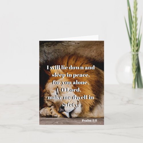 Rest In Gods Peace With A Lion Psalm 48 Bible Card