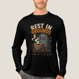 Rest In Grounds Spooky Coffee Lover Halloween Tri-Blend Shirt
