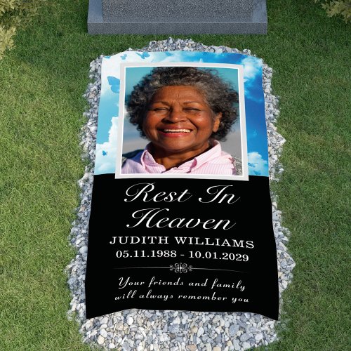 Rest In Heaven Sky Butterflies Grave Blanket Cover