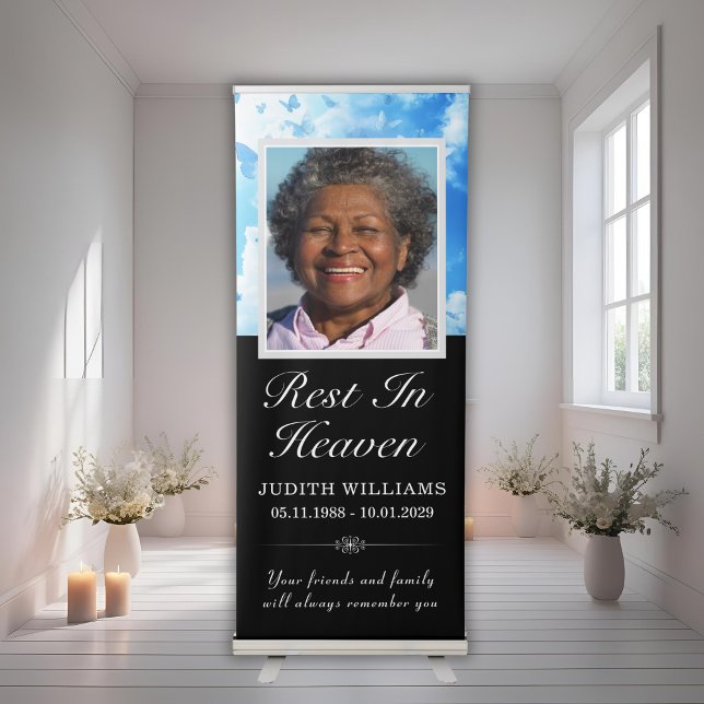 Rest In Heaven Sky Butterflies Memorial Service Retractable Banner (Rest In Heaven Sky Butterflies Memorial Service Retractable Banner
)