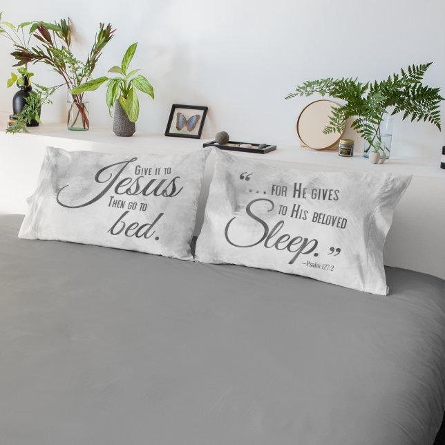 REST IN JESUS Christian Quote Grey Pillow Case Set (Creator Uploaded)