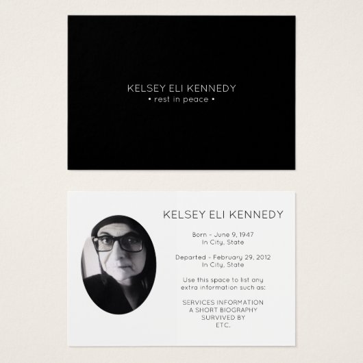 rest in peace funeral prayer card (Front & Back)