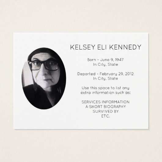 rest in peace funeral prayer card (Back)