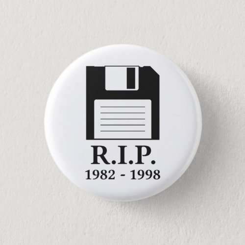 Rest in Peace RIP Floppy Disk Pinback Button