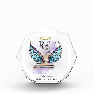 Rest in Peace Wings, Stairway to Heaven. Editable  Acrylic Award