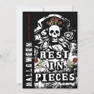 Rest In Pieces Skull Tombstone Halloween Party Invitation