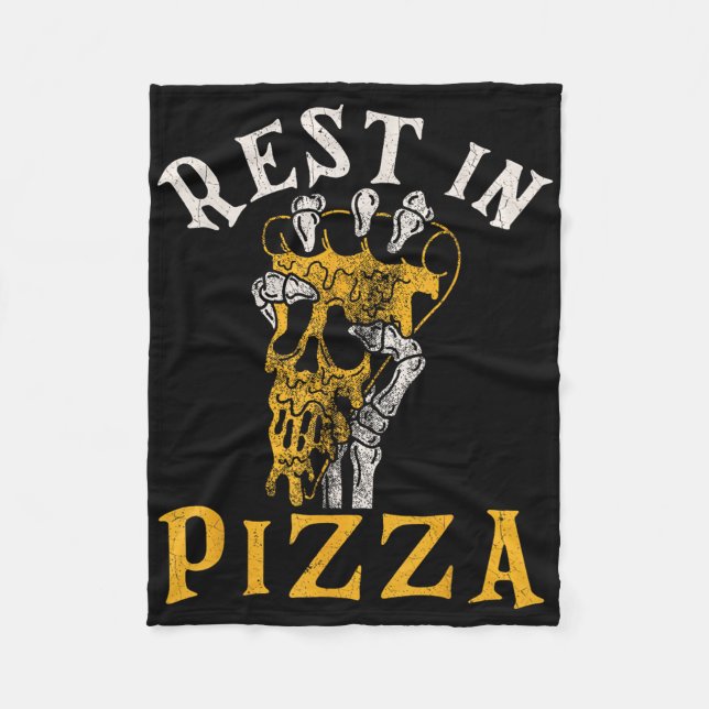 Rest In Pizza Funny Halloween Costume For Pizza Lo Fleece Blanket (Front)