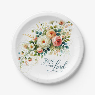 Rest in the Lord floral Paper Plates