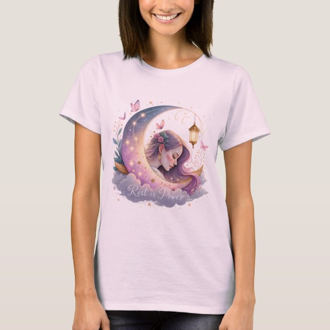 Rest Is Power – Celestial Moon Goddess  T-Shirt (Front)